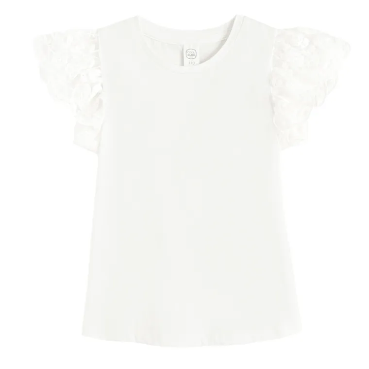 Cool Club, Bluzka dziewczęca z krótkim rękawem, biała