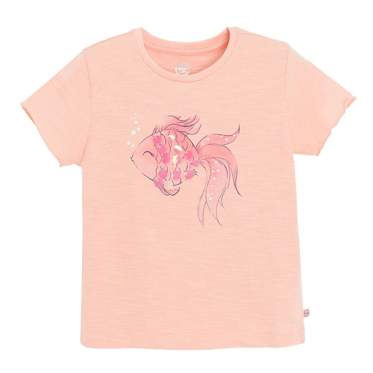 Cool Club, Bluzka dziewczęca z krótkim rękawem, brzoskwiniowa