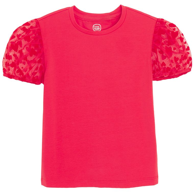 Cool Club, Bluzka dziewczęca z krótkim rękawem, czerwona