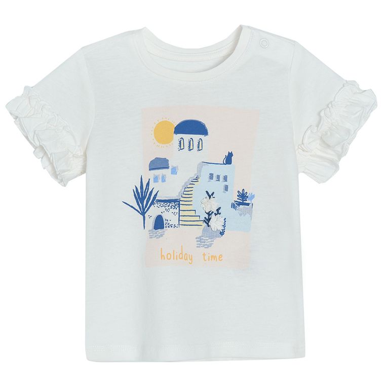 Cool Club, Bluzka dziewczęca z krótkim rękawem, ecru