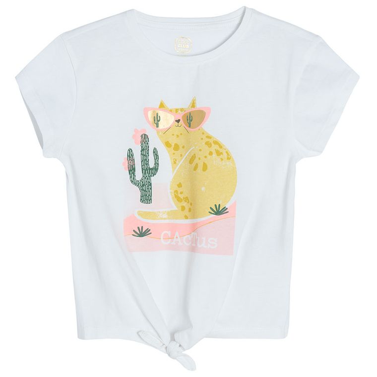 Cool Club, Bluzka dziewczęca z krótkim rękawem, ecru