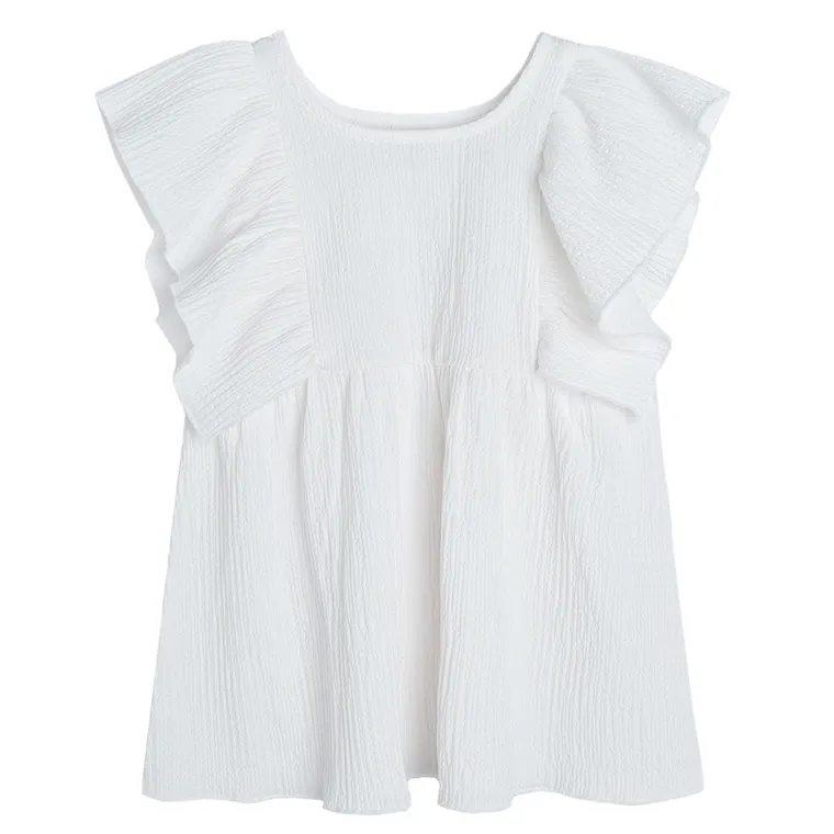 Cool Club, Bluzka dziewczęca z krótkim rękawem, ecru