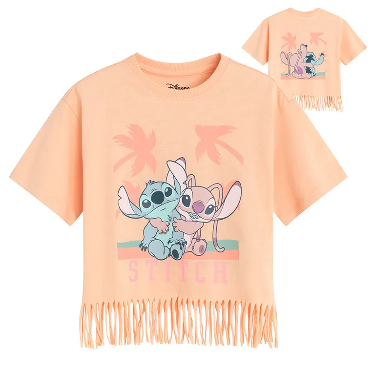 Cool Club, Bluzka dziewczęca z krótkim rękawem, pomarańczowa, Lilo i Stitch