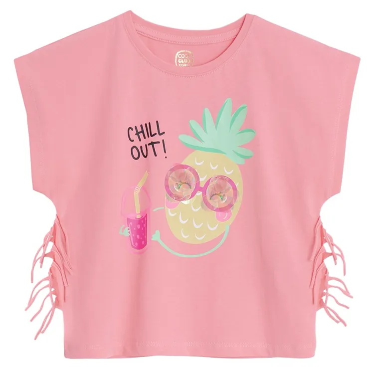 Cool Club, Bluzka dziewczęca z krótkim rękawem, różowa