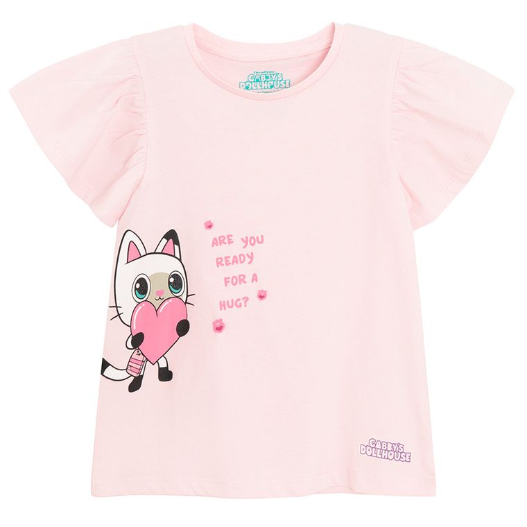 Cool Club, Bluzka dziewczęca z krótkim rękawem, różowa, Koci Domek Gabi