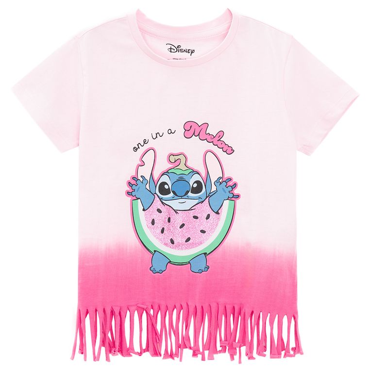 Cool Club, Bluzka dziewczęca z krótkim rękawem, różowa, Lilo i Stitch