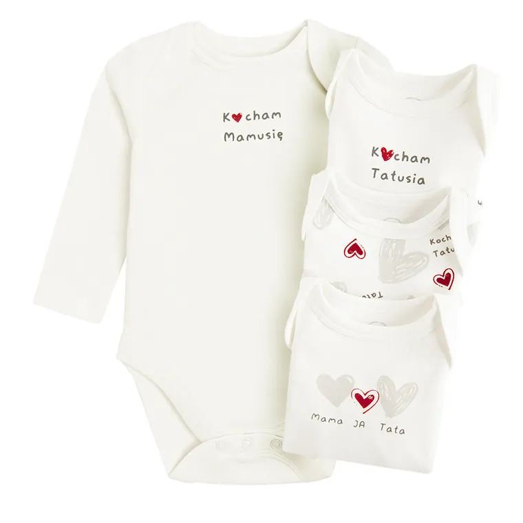 Cool Club, Body chłopięce z długim rękawem, białe, zestaw, 4 szt.