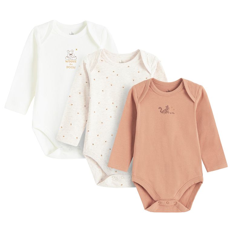 Cool Club, Body chłopięce z długim rękawem, mix, zestaw, 3 szt., Kubuś Puchatek