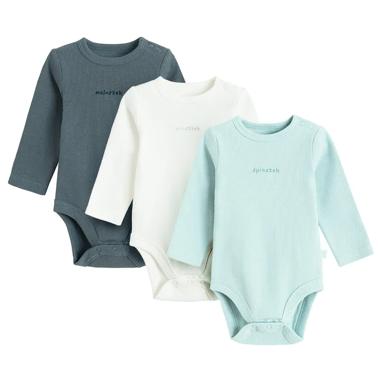 Cool Club, Body chłopięce z długim rękawem, prążkowane, mix, zestaw, 3 szt.