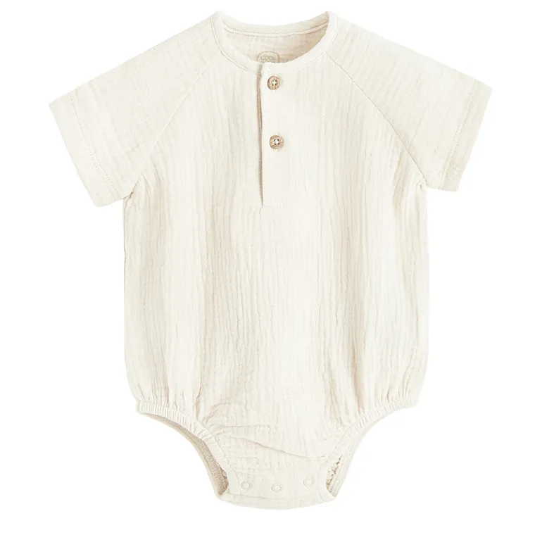 Cool Club, Body chłopięce z krótkim rękawem, muślinowe, beżowe