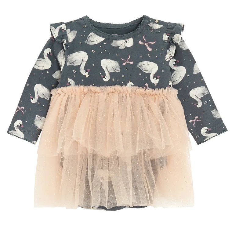 Cool Club, Body dziewczęce z długim rękawem, granatowo-różowe