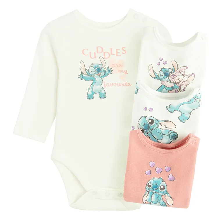 Cool Club, Body dziewczęce z długim rękawem, mix, Lilo i Stitch, zestaw, 4 szt.
