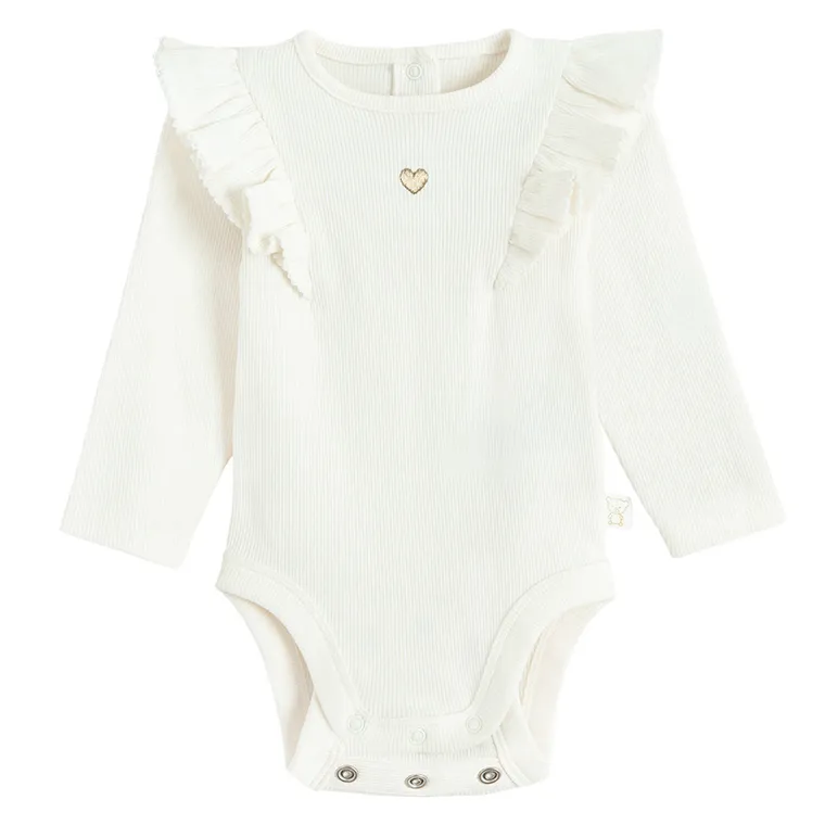 Cool Club, Body dziewczęce z długim rękawem, prążkowane, białe