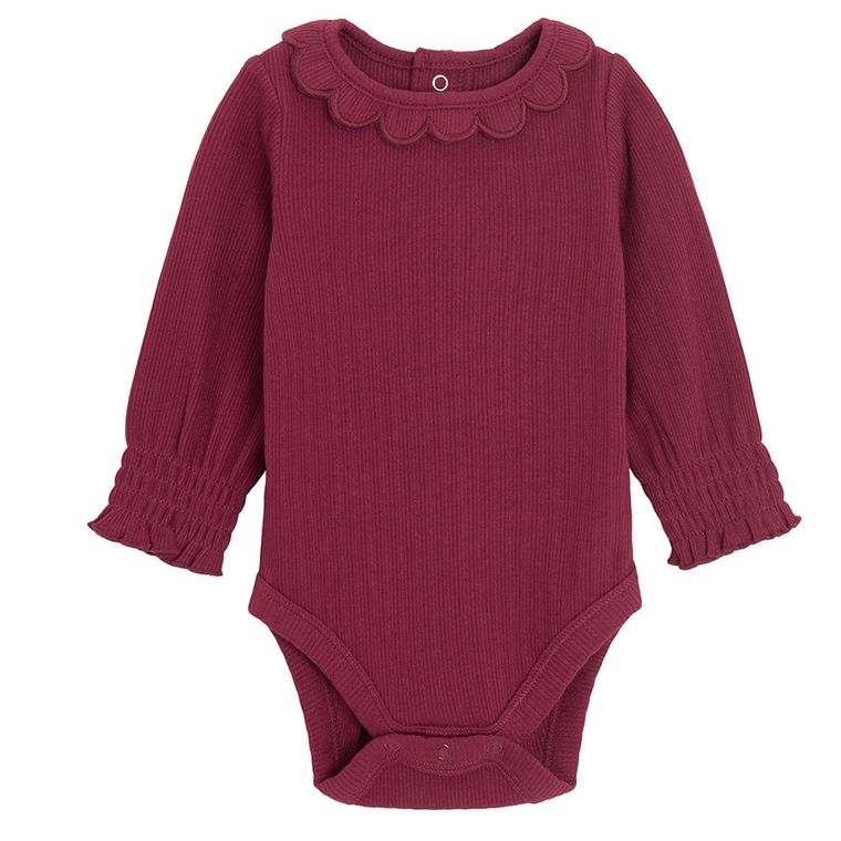 Cool Club, Body dziewczęce z długim rękawem, prążkowane, bordowe