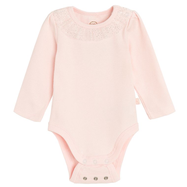Cool Club, Body dziewczęce z długim rękawem, prążkowane, różowe