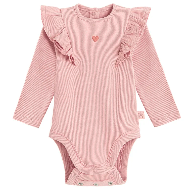 Cool Club, Body dziewczęce z długim rękawem, prążkowane, różowe