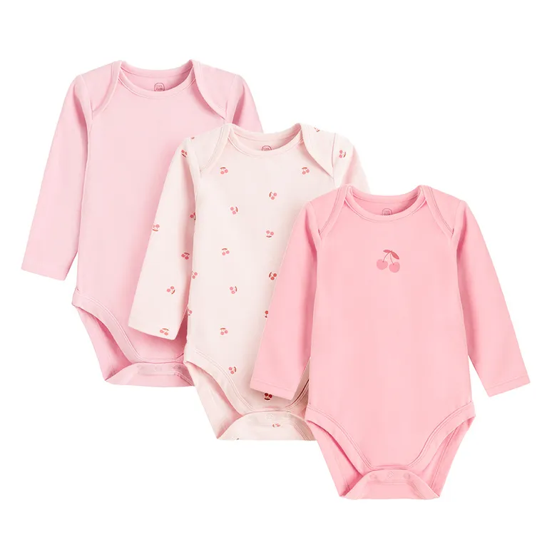 Cool Club, Body dziewczęce z długim rękawem, różowe, zestaw, 3 szt.
