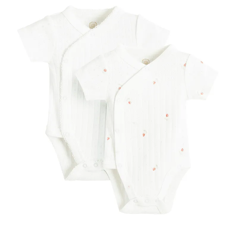 Cool Club, Body dziewczęce z krótkim rękawem, ażurowe, białe, zestaw, 2 szt.
