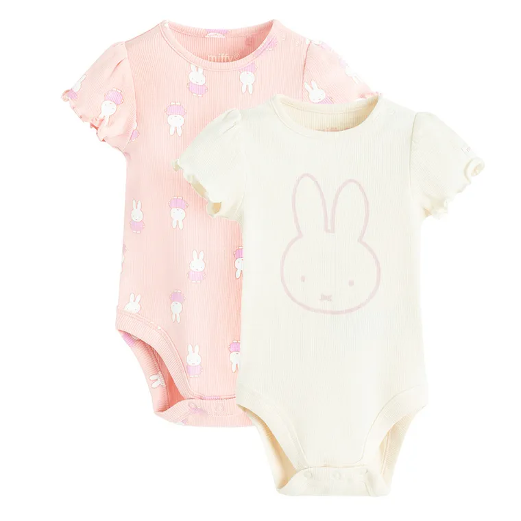 Cool Club, Body dziewczęce z krótkim rękawem, prążkowane, mix, Miffy, zestaw, 2 szt.