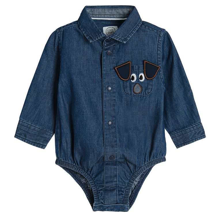 Cool Club, Body koszulowe chłopięce z długim rękawem, denim