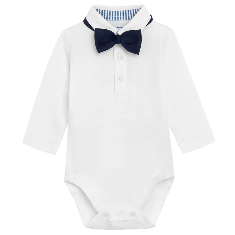 Cool Club, Body koszulowe z długim rękawem, Mucha, biały, granatowy