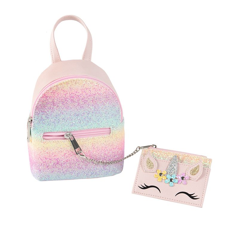 Cool Club, brokatowy mini plecak z portfelikiem