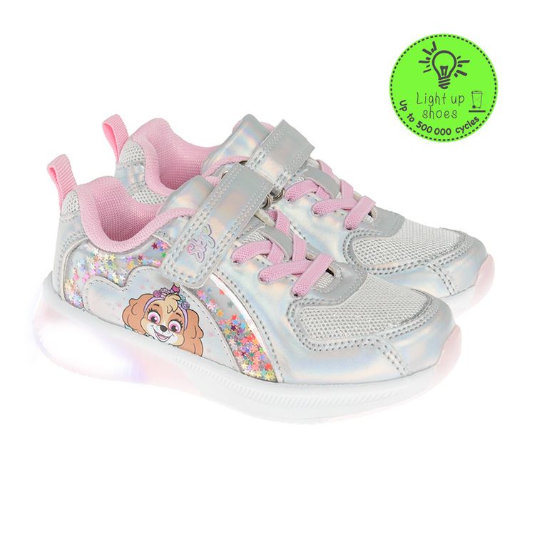 Cool Club, Buty sportowe dziewczęce, srebrne, świecąca podeszwa, Psi Patrol