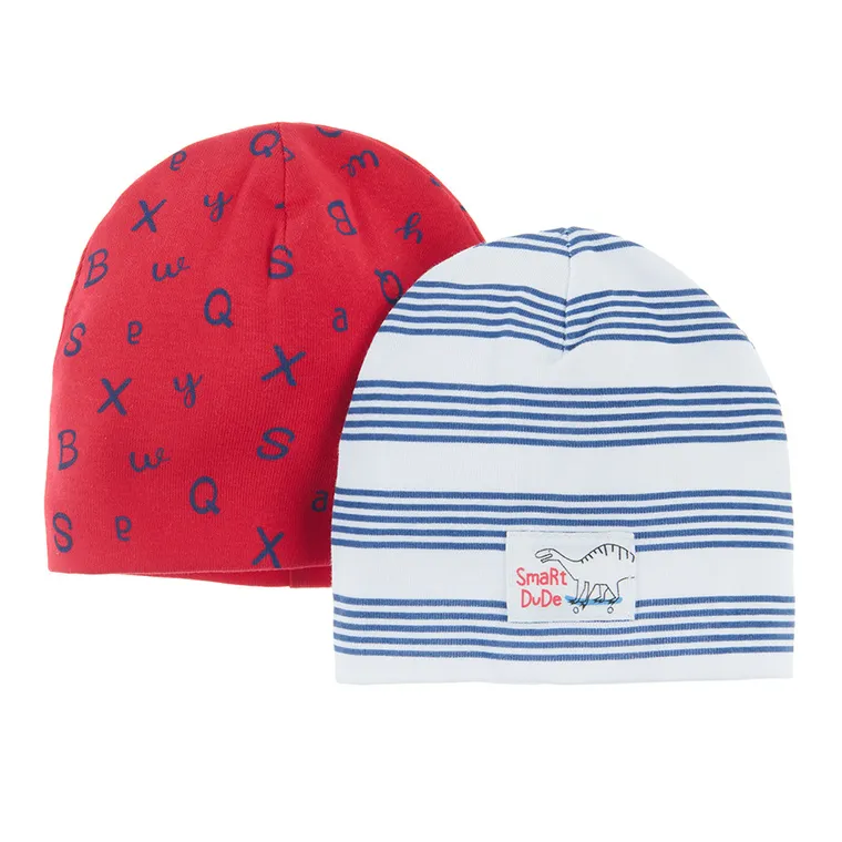 Cool Club, Czapka chłopięca, czerwona, biała, zestaw, 2 szt.