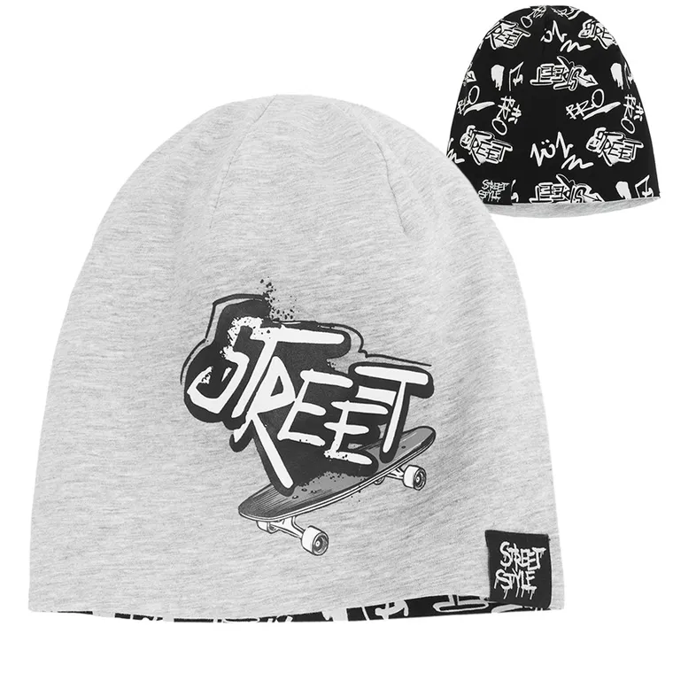 Cool Club, Czapka chłopięca, dwustronna, czarno-szara