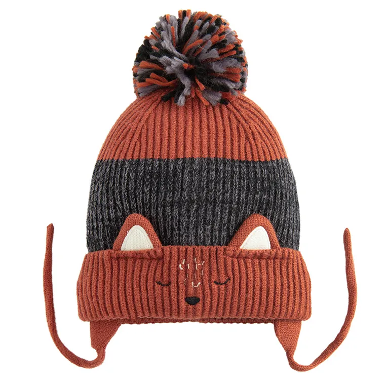 Cool Club, Czapka chłopięca z pomponem, wiązana, brązowa