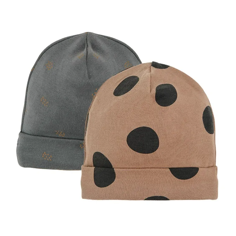 Cool Club, Czapka dziewczęca, bawełna organiczna, grafitowa, brązowa, zestaw, 2 szt.