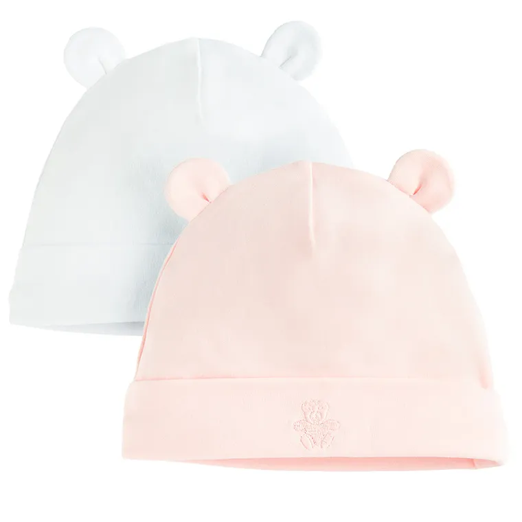 Cool Club, Czapka dziewczęca, jasnoróżowa, biała, zestaw, 2 szt.