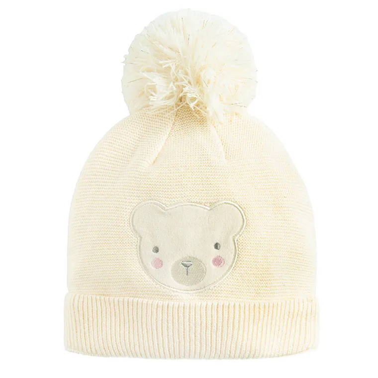 Cool Club, Czapka dziewczęca z pomponem, beżowa