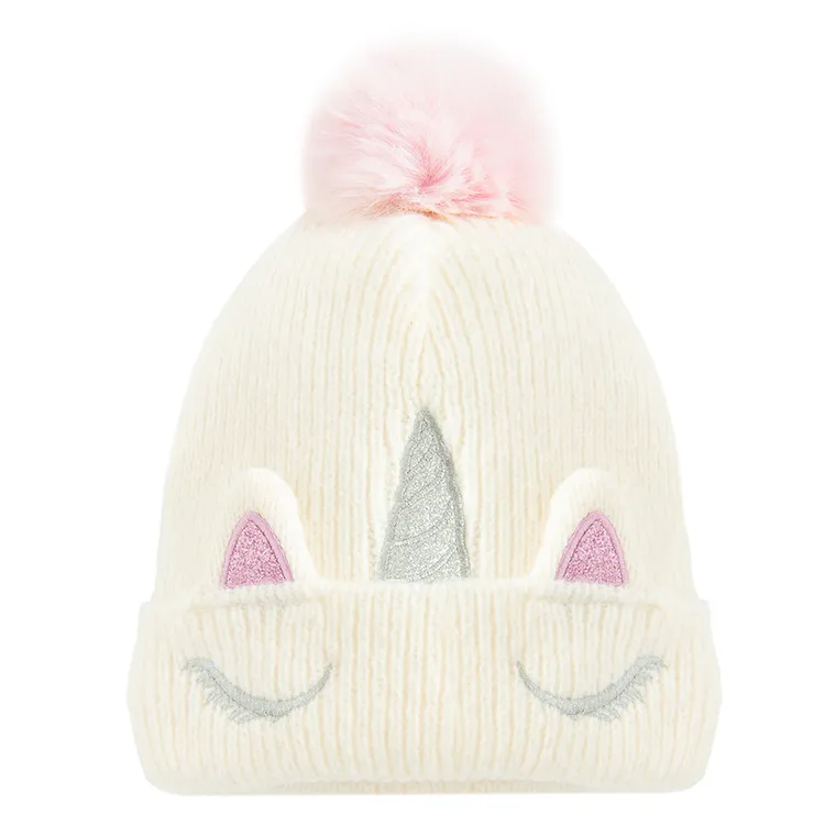 Cool Club, Czapka dziewczęca z pomponem, biała