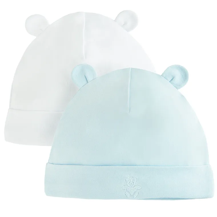 Cool Club, Czapka niemowlęca, jasnoniebieska, biała, zestaw, 2 szt.