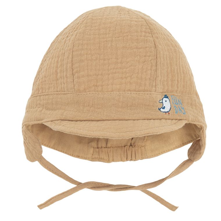 Cool Club, Czapka z daszkiem chłopięca, wiązana, muślinowa, jasnobrązowa