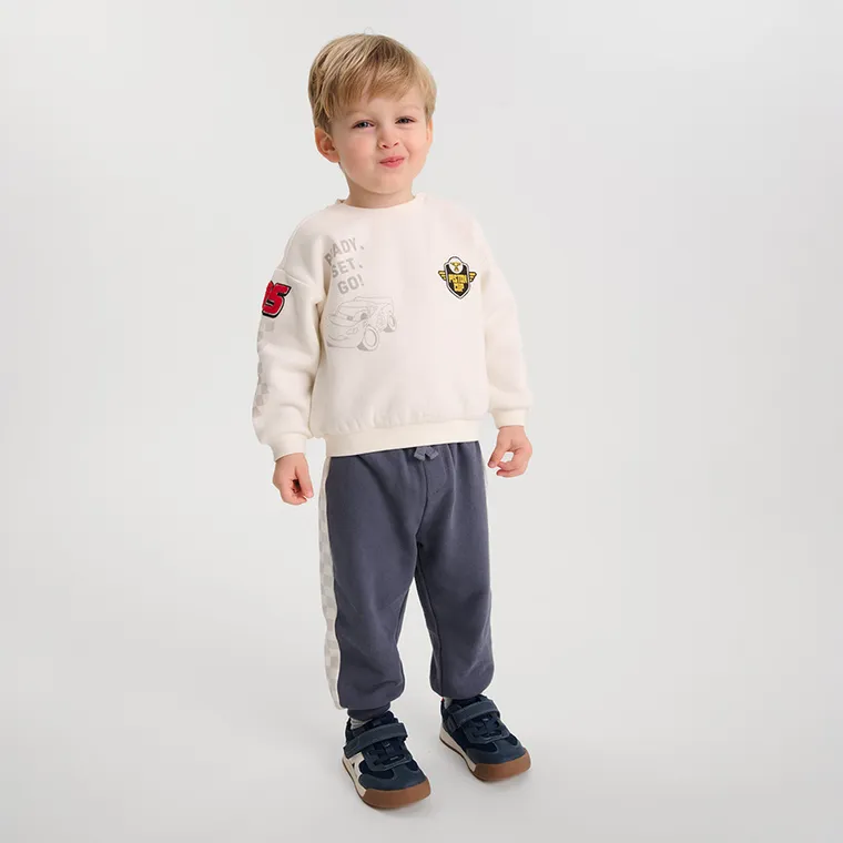 Cool Club, Dres chłopięcy, biało-niebieski, Auta