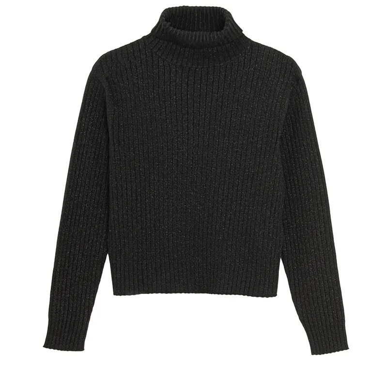 Cool Club, Golf dziewczęcy, prążkowany, czarny