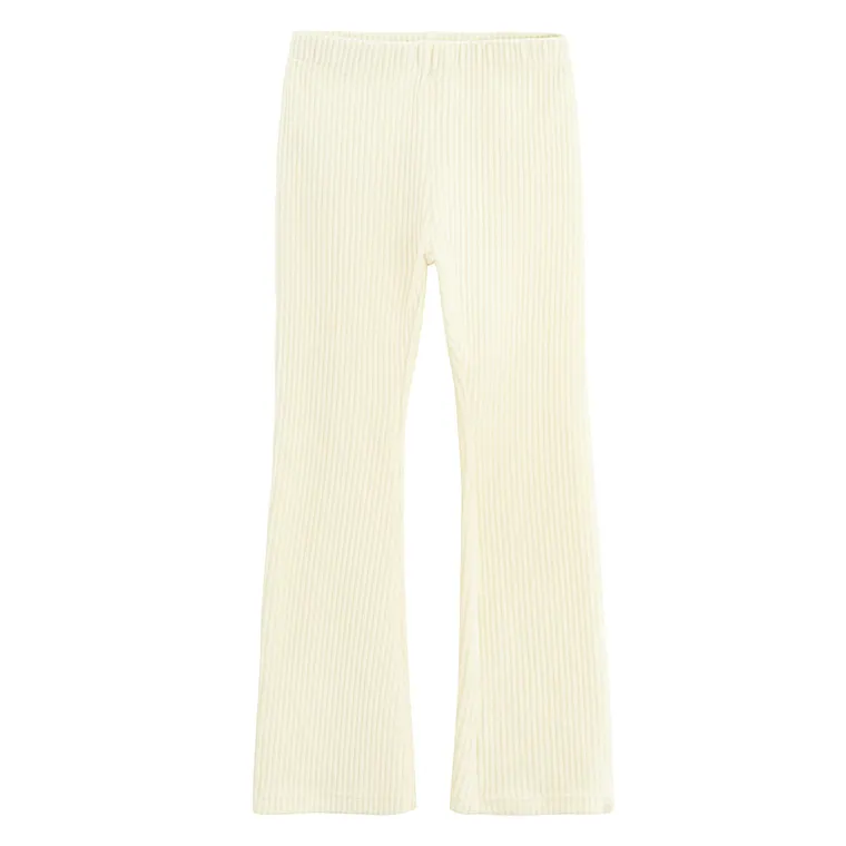 Cool Club, Jegginsy dziewczęce, dzwony, welurowe, ecru