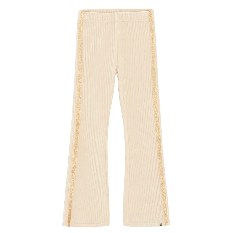 Cool Club, Jegginsy dziewczęce, flare, welurowe, prążkowane, beżowe