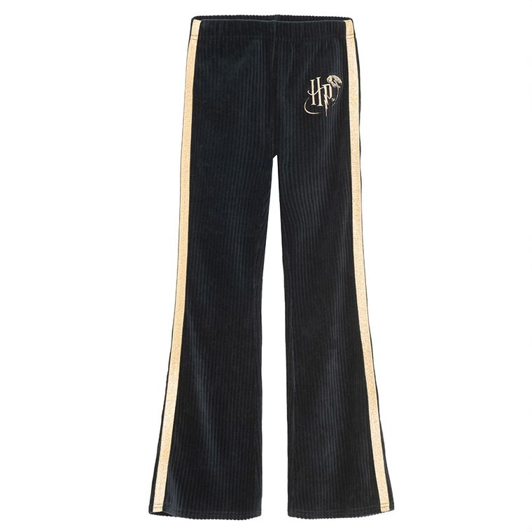 Cool Club, Jegginsy dziewczęce, flare, welurowe, prążkowane, czarne, Harry Potter