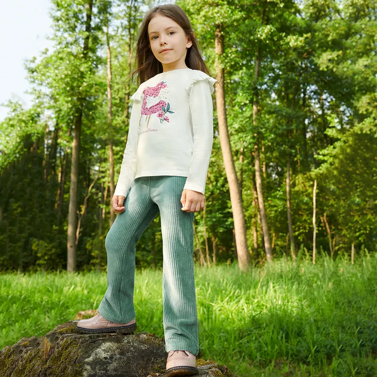 Cool Club, Jegginsy dziewczęce, flare, welurowe, zielone