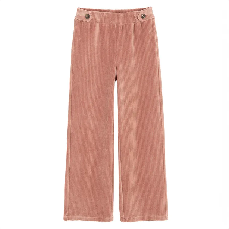 Cool Club, Jegginsy dziewczęce, wide, prążkowane, welurowe, ciemnoróżowe