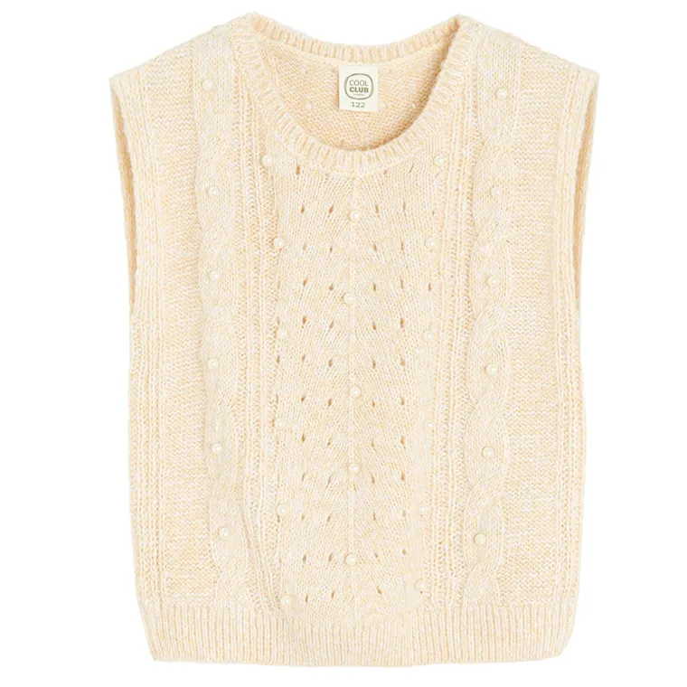 Cool Club, Kamizelka dziewczęca, beżowa