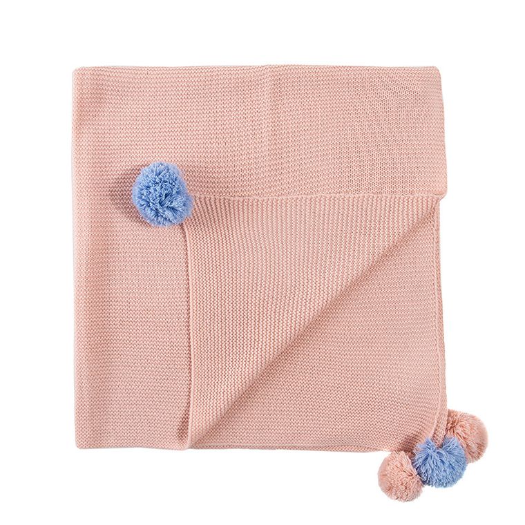 Cool Club, Kocyk dziewczęcy z pomponami, różowy, 100-100 cm