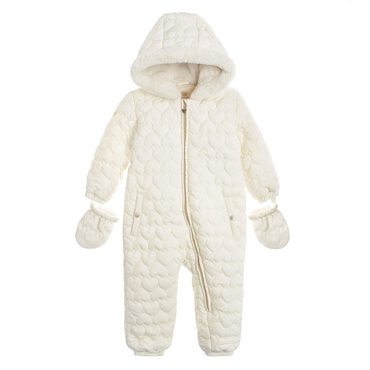 Cool Club, Kombinezon dziewczęcy z kapturem, ecru