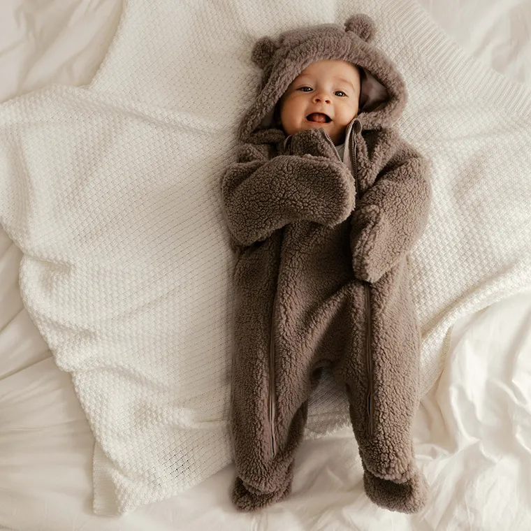 Cool Club, Kombinezon przejściowy niemowlęcy z kapturem, ocieplany, brązowy