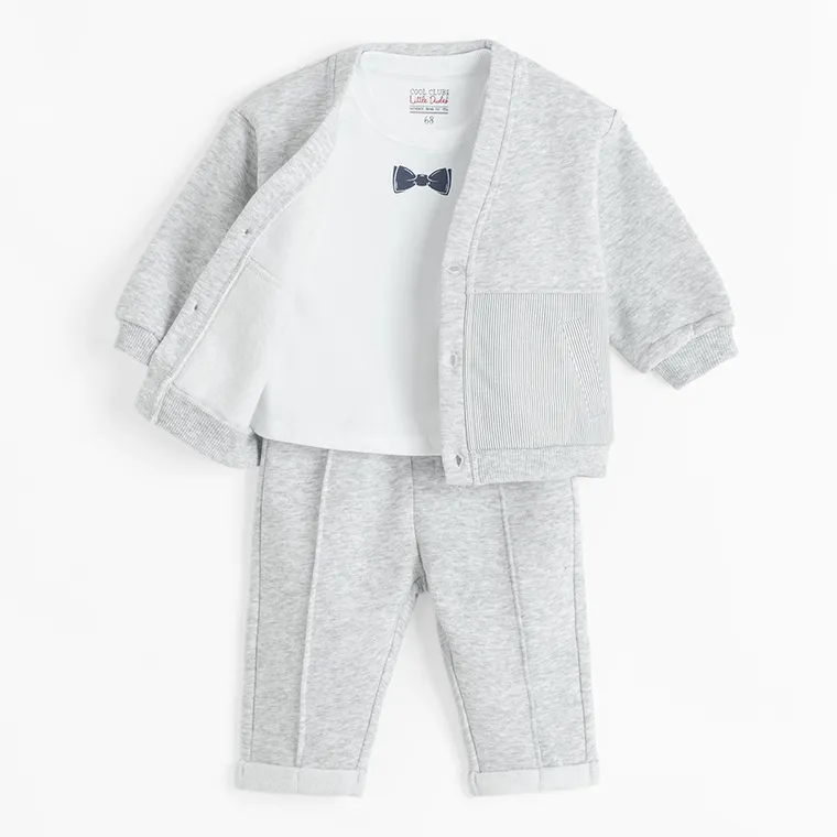 Cool Club, Komplet chłopięcy, Bluza, rozpinana, T-shirt, Spodnie dresowe, mix