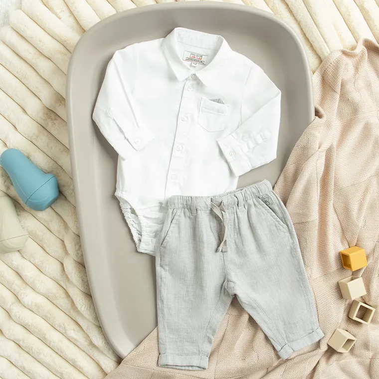 Cool Club, Komplet chłopięcy, Body koszulowe z długim rękawem, Spodnie materiałowe, mix