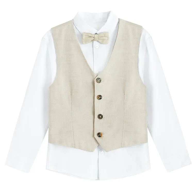 Cool Club, Komplet chłopięcy, Koszula z długim rękawem, Kamizelka, Mucha, mix